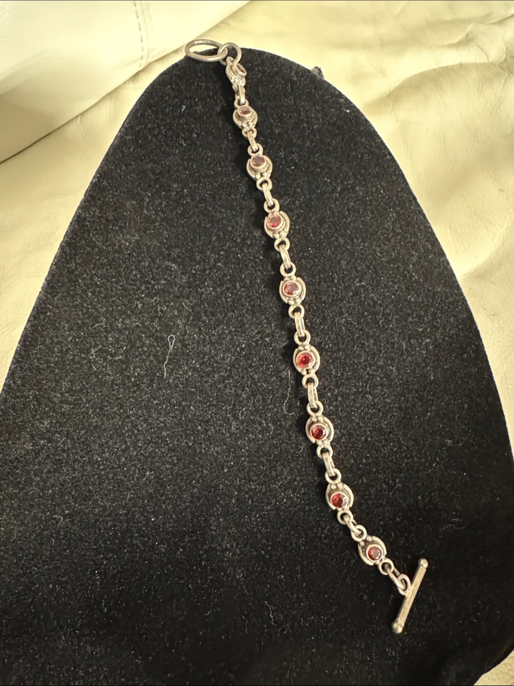 Sterling Silver Garnet Gemstone Link Bracelet